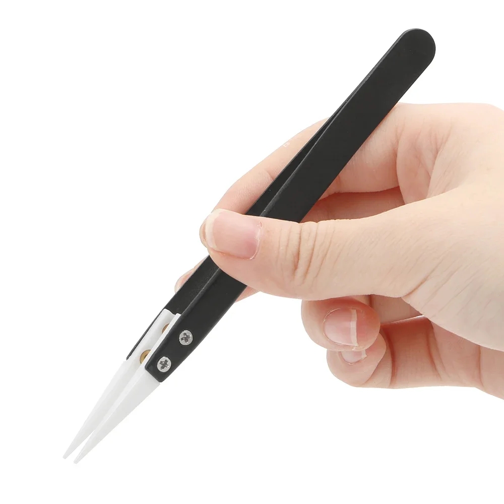 Isolation Tweezer Curved - Ceramic antistatic tweezers, industrial stainless steel