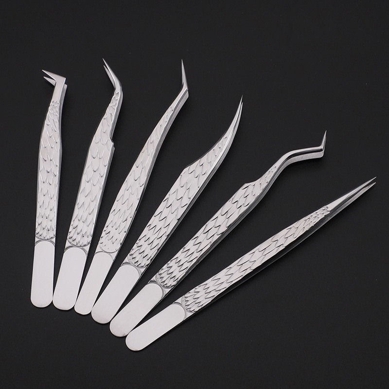 6PCS Eyelashes Tweezers Set Cu - Isolation Tweezer Curved ulasan dan harga