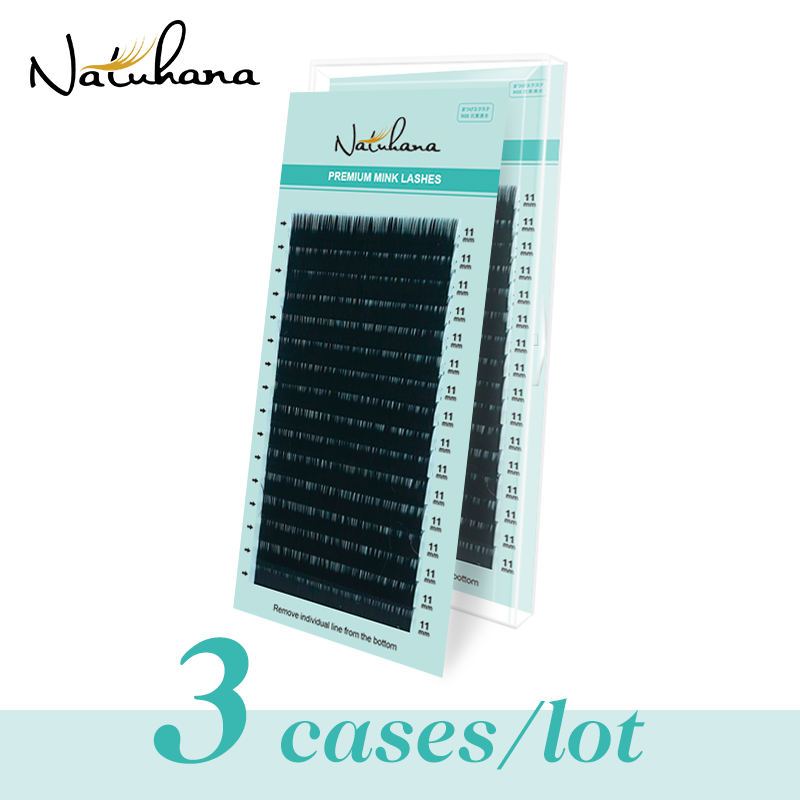 NATUHANA 3Cases/Lot Mink Eyela - Eyelash Extension Korea Natural ulasan dan harga