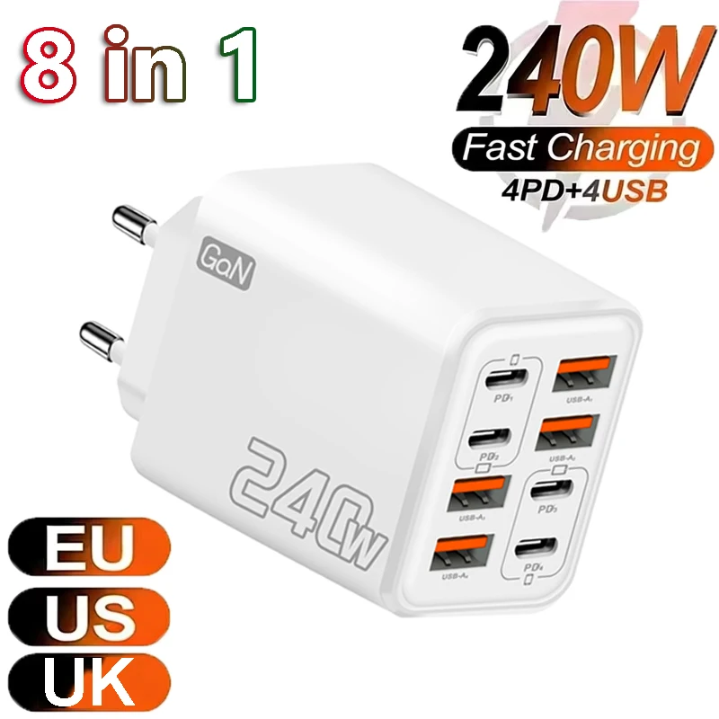 8 in 1 240W GaN USB C Charger  - Eyelash Extension Uk ulasan dan harga