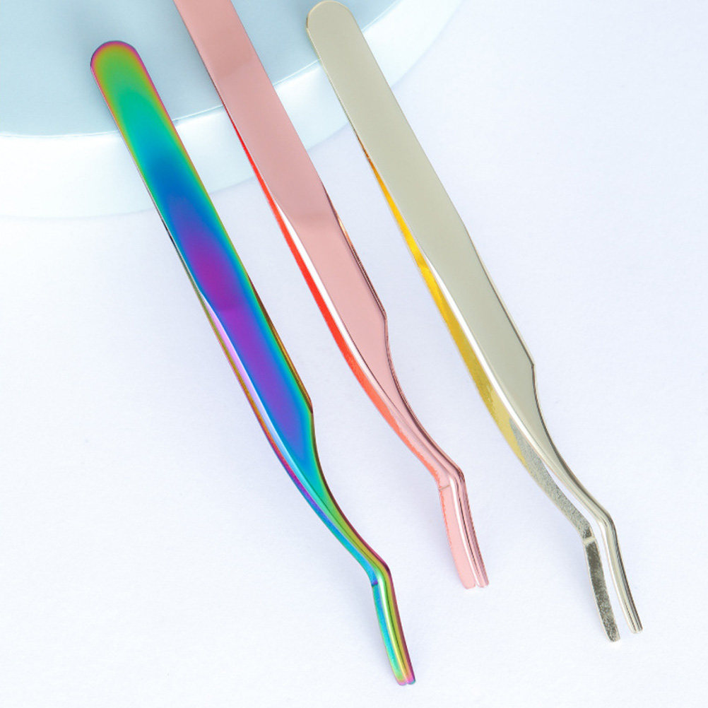2Pcs Premium Metal Eyelash Twe - Isolation Tweezer Curved ulasan dan harga