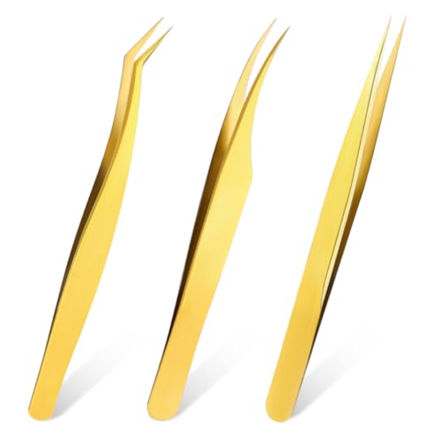 3 PCS Lash Tweezers for Eyelas - Isolation Tweezer Curved ulasan dan harga