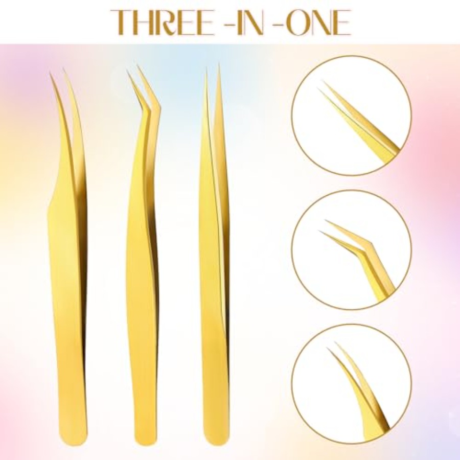 3 PCS Lash Tweezers for Eyelas - Isolation Tweezer Curved ulasan dan harga