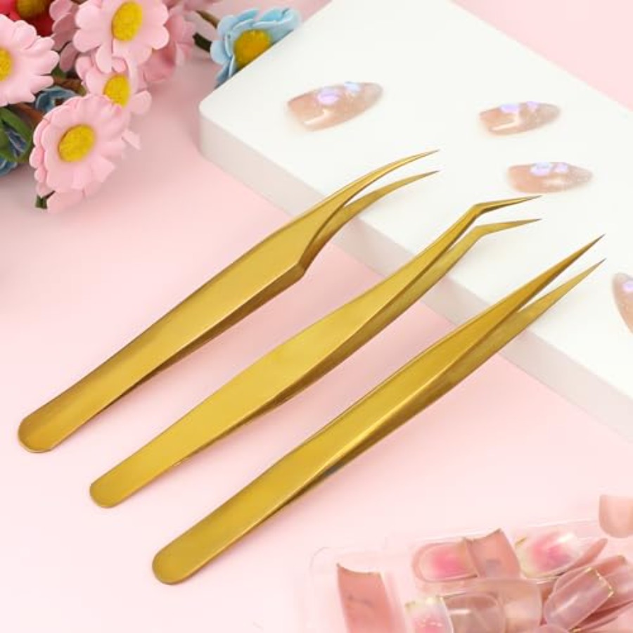 3 PCS Lash Tweezers for Eyelas - Isolation Tweezer Curved ulasan dan harga