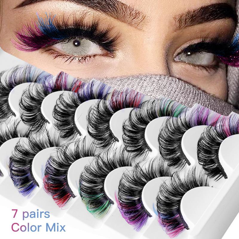7 Pairs Colorful False Eyelash - Eyelash Extension Russian Volume ulasan dan harga